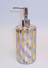 NEW GLASS MOSAIC CLEAR+COPPER TILE STYLE,BATHROOM,KITCHEN SOAP,LOTION DISPENSER