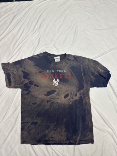 Vtg 90s Puma MLB New York Yankees Mens Size L T Shirt Bleached Tie Dye - Picture 1 of 4