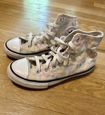 Converse All Star Chuck Taylor High Top Shoes Unicorn Pattern Size 2 Kids Girls