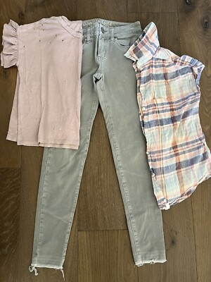 American Eagle Lot (3) Jeans T-Shirt Button Up Juniors  0 XS S EUC