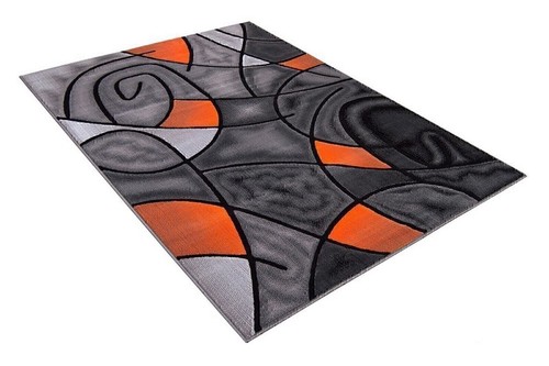 Electric Orange/Grey/Silver/Black/Abstract Area Rug Modern Contemporary Rug - Picture 12 of 44