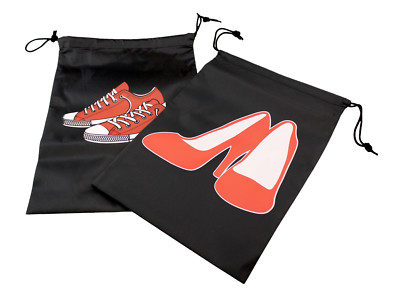 2 Pack Shoe Bags Printed Drawstring Travel Home Oxford Cloth Large 11.6'' x 14.2''