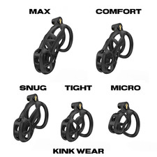 COBRA Chastity Cage Device Premium Kit with 5 Rings 2 keys 5 sizes Black