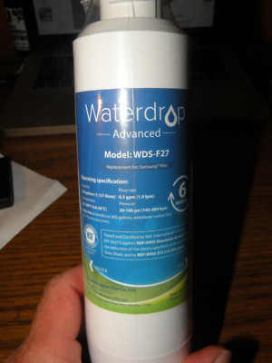 WATERDROP WDS-F27 REFRIGERATOR WATER FILTER NEW & SEALED 300 gallon life 6 month