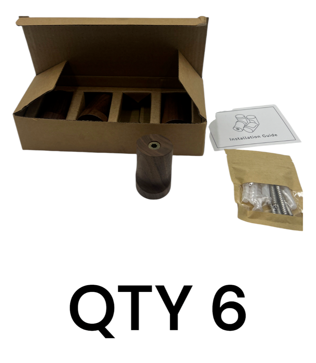 QTY 6=6 Boxes of 4) Naumoo Natural Wood Wall Mounted Hooks, Black