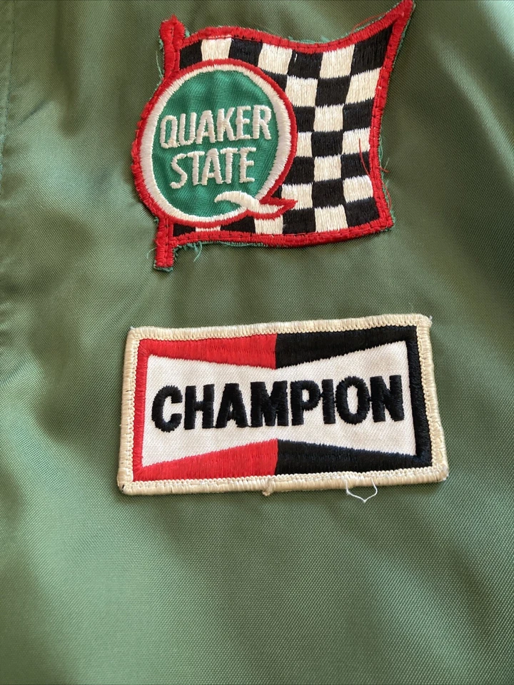 Chaqueta Quaker State Champion Shell Para Hombre M Verde Carreras Corona Rayas al Aceite Años 70 Foto 2 de 4