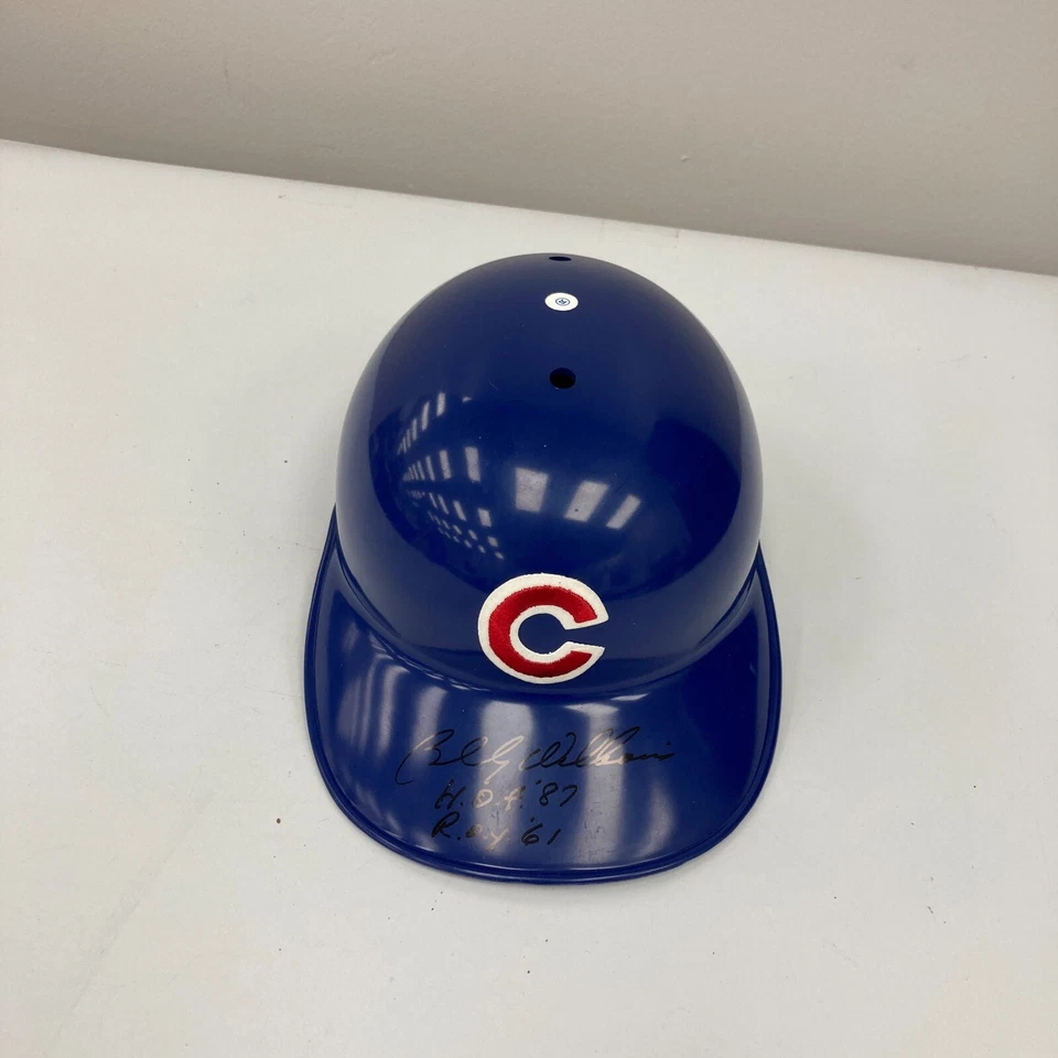 Capacete modelo jogo Tristar Billy Williams HOF 1987 ROY 1961 assinado Chicago Cubs - Imagem 2 de 4