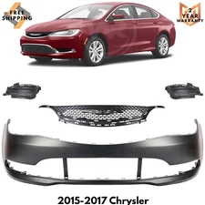 Front Bumper Cover Fascia & Grille Assembly Kit For 2015-2017 Chrysler 200