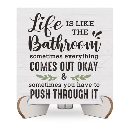 Funny Bathroom Signs Office Desk Decor Wood Sign Rustic Bathroom Decor ...