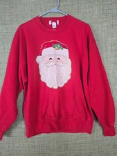 Jerzes Women's Sweater Red Large Christmas Long Sleeve Santa
