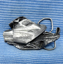 Snowmobile Belt Buckle 3D Cut Out Snow Sports Racing Vtg 70s Bergamot  .TYC393