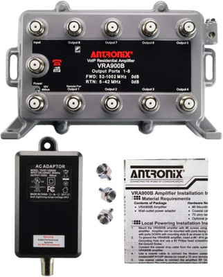 9 Port Bi-Directional Cable TV Splitter Signal Booster/Amplifier with Active Ret