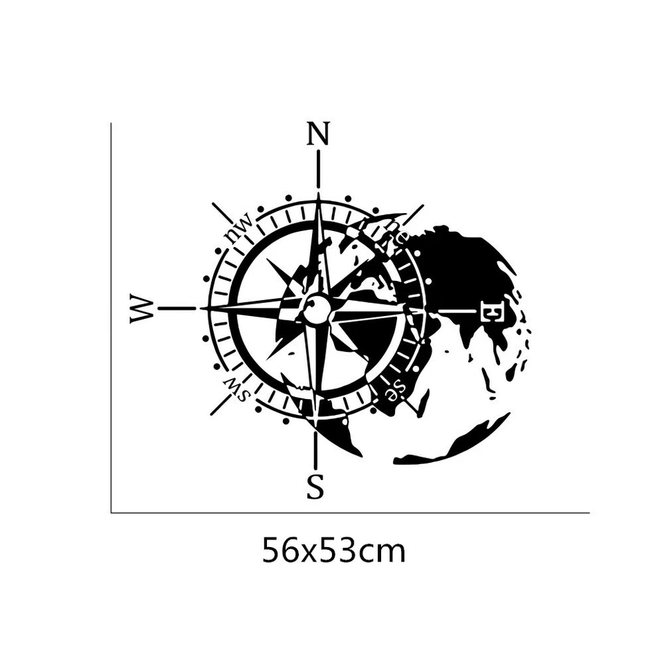 Black Earth Compass Graphics Vinyl Sticker for Truck SUV Car Hood Body Side Door - Image 3 of 4