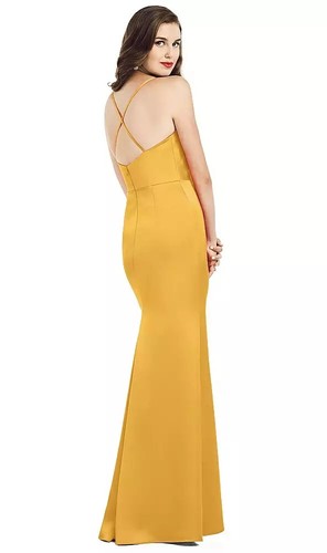 Dessy 3056... Vestido deslizante cuello de capucha cruzado espalda... amarillo... talla 6... nuevo con etiquetas - Imagen 3 de 5