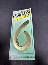 NIP Hy-Ko # 6 Solid Brass House Number BR-40/1 Retro Vintage
