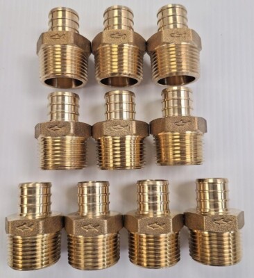 10 pcs - Shark Bite 3/4'' PEX Barb x 3/4'' Dia. MPT  Brass Adapter