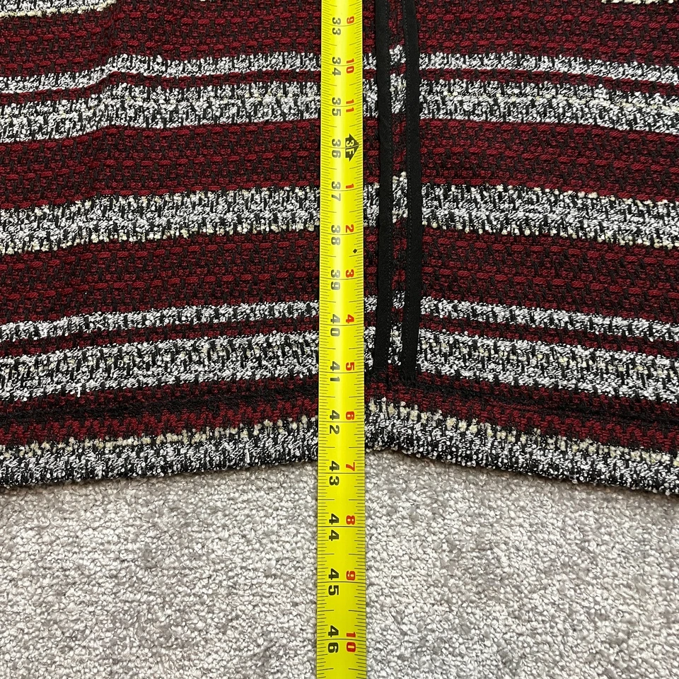 BCBGeneration Chaleco Plumero Topper Largo Mujer Largo Blanco Rojo Tweed Rayas Cárdigan Foto 3 de 4