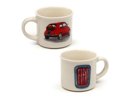 FIAT 500 Espresso 2-er Set Porzellan Tasse  Kaffee Tee Becher je 100 ML 2 Tassen