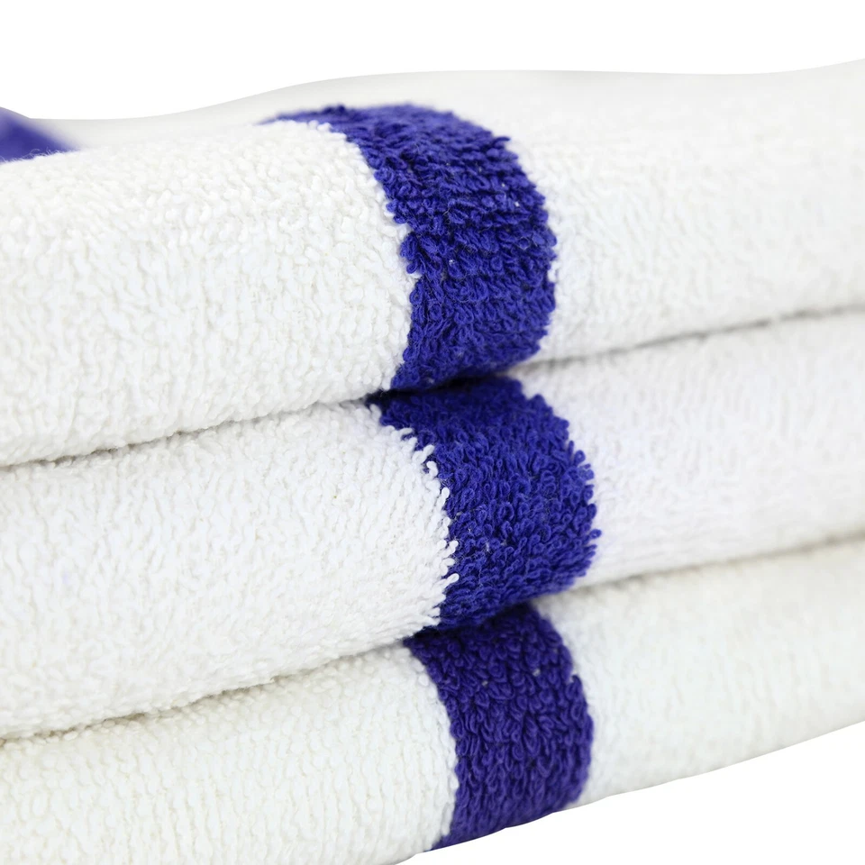 Gym Hand Towels 16x27 - Packs of 12 Absorbent Cotton Striped Workout Spa Towels - Image 3 of 4
