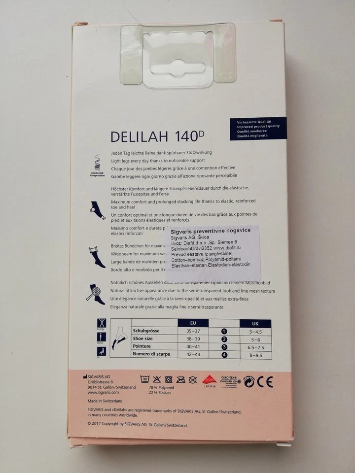 Calcetines hasta la rodilla de pantorrilla prevención de compresión 15-22 mmHg 140 DEN por SIGVARIS hechos en Suiza Foto 2 de 4