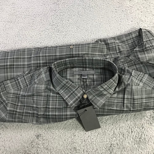 New John Varvatos Shirt Mens Large Button Up Gray Preppy Casual Adult - Picture 9 of 11