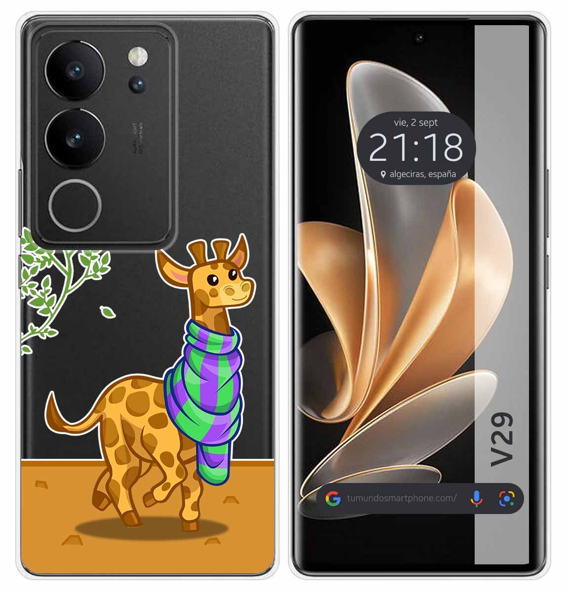 Cover Silicone Trasparente per Vivo V29 5G Disegno Giraffa Disegni
