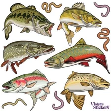Violette Stickers Gamefish Fish Lake Life  Crafts Planner Supply Scrapbook