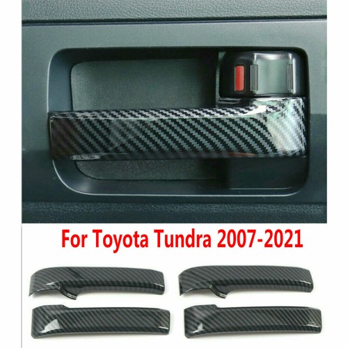 4pcs Black Carbon Fiber Inner Door Handle Cover Trim For Toyot@ Tundra 2007-2021 - Bild 3 von 8