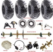 44in Rear Live Axle Kit Brake Steering Tie Rod 10" Wheels fit Golf Cart Go Kart