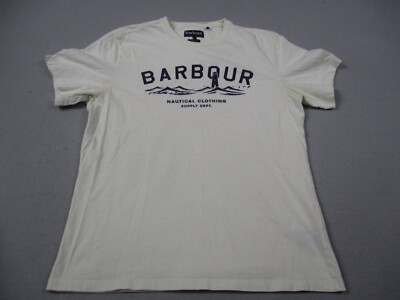 Barbour Shirt Mens XL White Graphic Crewneck TShirt Tee Nautical