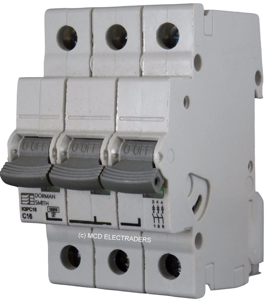 Dorman Smith K3PC16 Triple Pole MCB 16 Amp Type C 10kA Circuit Breaker