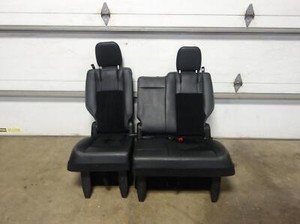 17 DODGE CARAVAN Rear 3rd Row Interior Leather Suede Seat Set Stow N Go Black