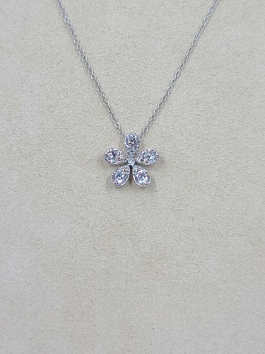 Cubic Zirconia Flower Pendant and Chain, Sterling Silver - Picture 2 of 4