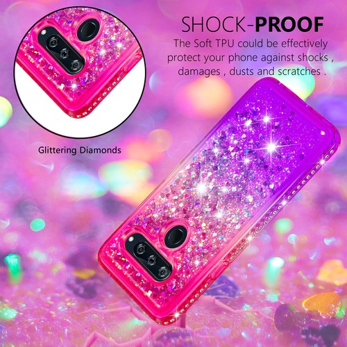 For LG V50 ThinQ Case V40 Case Liquid Sparkle Glitter Diamond Bumper Girls' Case - Picture 12 of 25