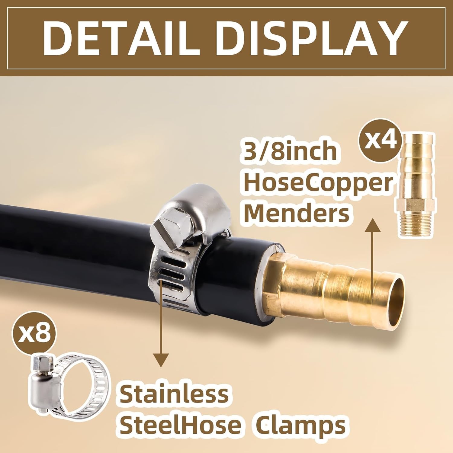 3/8 Inch Self Sinking Aeration Hose,100 Feet Weighted Pond Aerator Hose Kit 8...