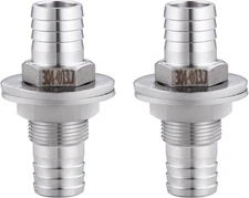 1/2" Hose Barb Thru-Bulk Bulkhead Fitting,304 Stainless Steel Straight Hex Union