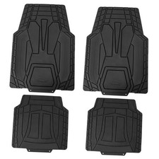 Heavy-Duty Rubber Floor Mats for Cars, Universal Fit Full Set, BLACK