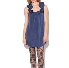 Pins and needles Urban Outfitters ruffle collar blue mini dress women's small