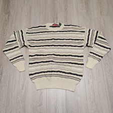Maglione uomo vintage Stone Haven maglia testurizzata ramie cotone beige grande