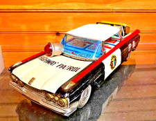 vtg 1950'S ICHIKO OLDS FRICTION CAR HIGHWAY PATROL POLICE CAR tin