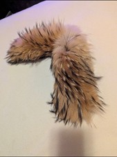 Genuine Real Fur Collar Trim Detachable Fluffy Hood Ruff Tan Black