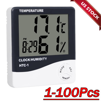 Thermometer Indoor Digital LCD Hygrometer Temperature Humidity Meter Alarm Clock