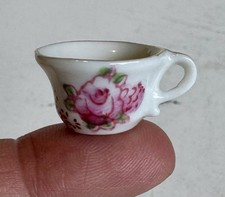 Dollhouse Mini Tea Cup White With Pink Flowers Vintage