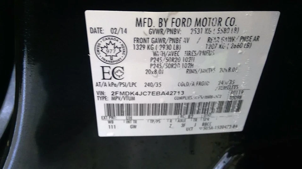 Used Exhaust System Kit fits: 2014 Ford Edge  Grade A Foto 4 de 4