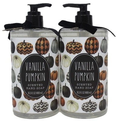 x2 Vanilla Pumpkin Hand Soap Wash Halloween 16.5 oz ea Skeleton Charm Brand New