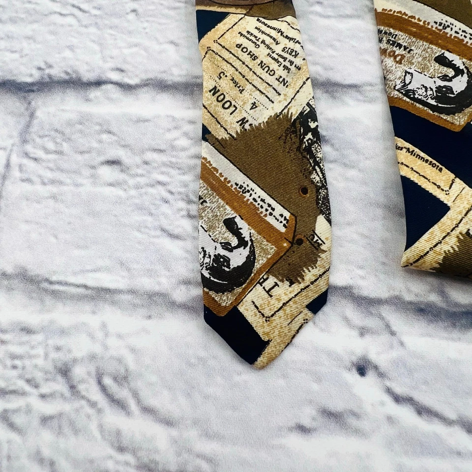 Мужская рыболовная приманка EDDIE BAUER темно-синяя бежевая желтовато-коричневая новинка шелковый галстук 4 дюйма x 59 дюймов - Изображение 3 из 4