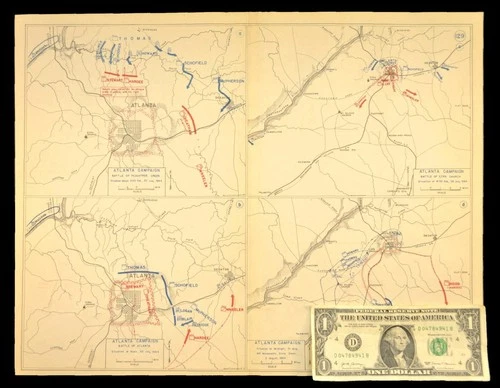 Battle of Atlanta Map July 22nd 1864 Peachtree Creek Ezra Church Civil War