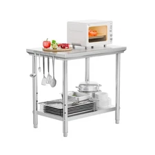 ROVSUN 48 x 24 Inch Stainless Steel Table, NSF Commercial Pre & Work Table wi...