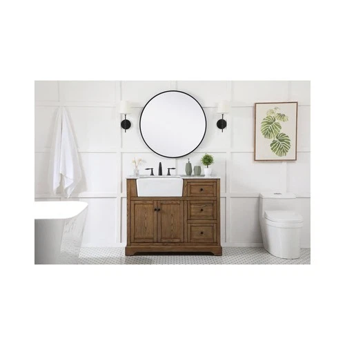 Elegant Decor Franklin 42" Aluminum MDF Single Bathroom Vanity in Driftwood - Picture 5 of 9