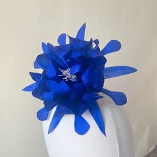 Royal Blue Feather Fascinator Headpiece for Wedding ROYAL Ascot Races Guest